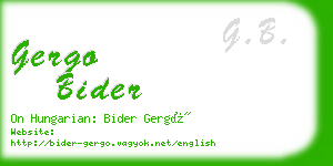 gergo bider business card